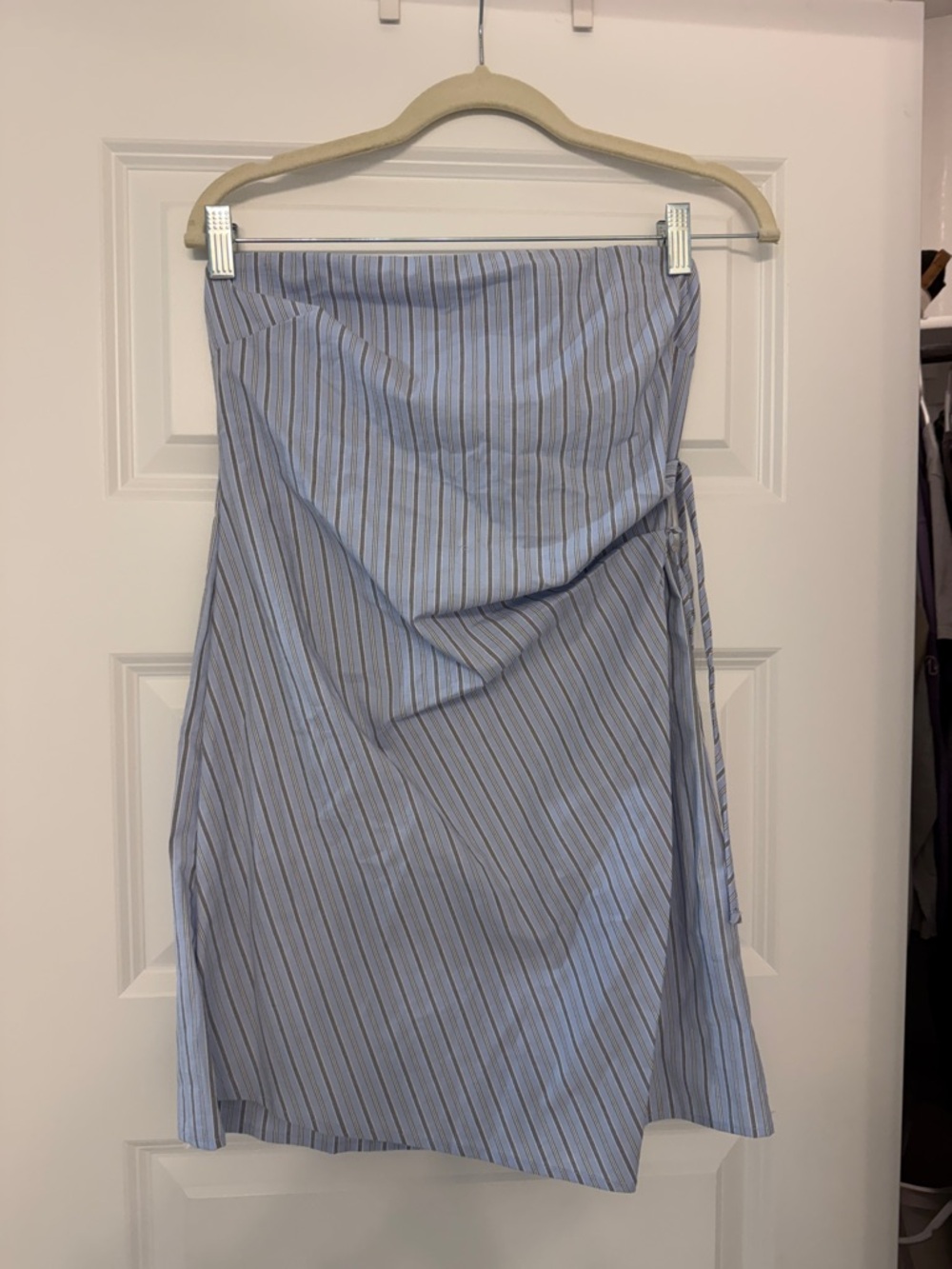 wild fable Light Blue Striped Wrap Midi Skirt